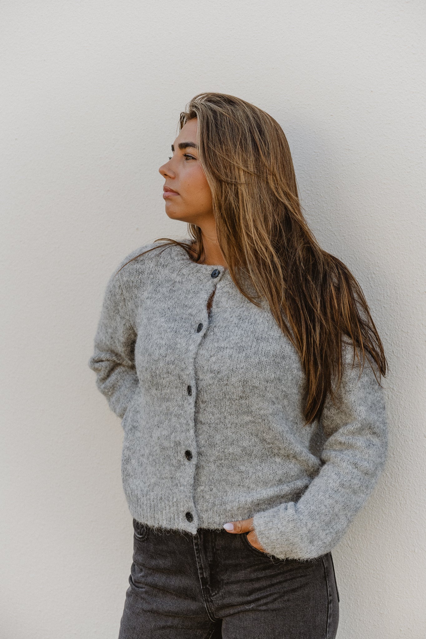 VMNOVAH Knit Cardigan - Medium Grey Melange